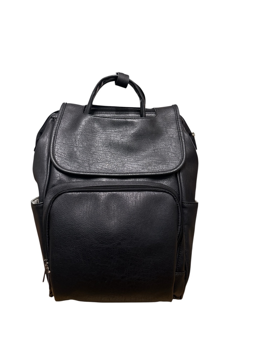 Black Leather Diaper Backpack
